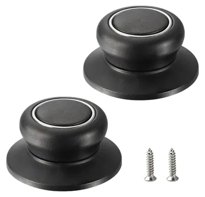 Productafbeelding van Universele vervangingsknop voor pan- en deksels - Hittebestendig kunststof knop met schroeven - Geschikt voor pannen en potten - 30x64mm - 2 stuks