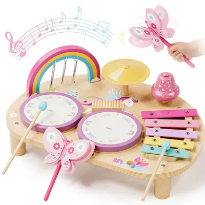 Produktbild von Montessori Holz Schlagzeug Set für Kinder, 9-in-1