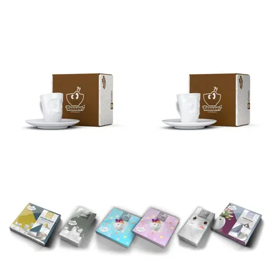 Produktbild von Fiftyeight Espressotassen Set 2-tlg. + Servietten Nr 006 weiß Mokkatassen