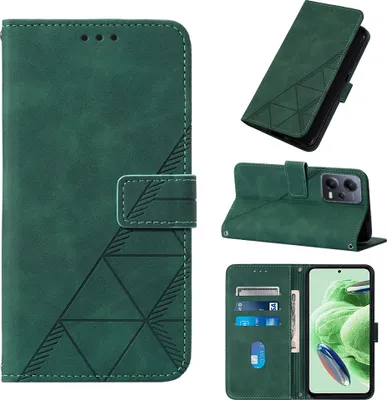 Produktbild von Hülle für Xiaomi Poco X5 /Redmi Note 12 5G Prägung Flip Leder Kartenfächer Schutzhülle mit Ständer Grün