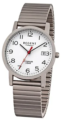 Produktbild von Regent Metallarmband Herren Uhr Armbanduhr Analog Edelstahl grau D3URF1436