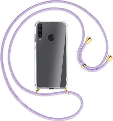 Produktbild von Handykette Backcover-Schutzhülle mit Band (Metall goldfarben) für Huawei Y6p - violett