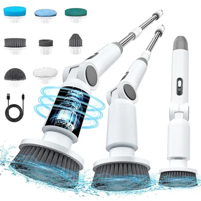 Produktbild von Elektrische Reinigungsbš¹rste mit Display & Teleskopstiel,8-in-1 Power Scrubber ,wasserdicht,fš¹r Ecken,Toilette,Kš¹che,Fenster,Bodenplatte