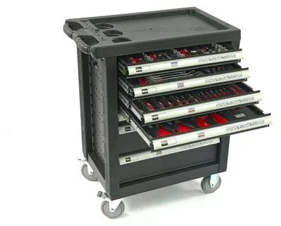 Produktbild von HBM Werkzeugwagen, 154-teilig, schwarz