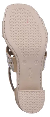 Produktbild von Rieker Damen Sandalette Hochfront mit Strass Cut-Outs und Karree Form 64773, Größe:42 EU, Farbe:Beige