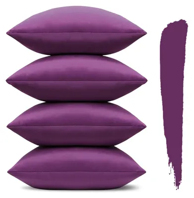 4 Samt-Kissenbezüge 45x45 cm Aubergine Lila