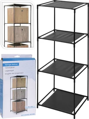 Produktbild von H&S Decoration Regal 4 Ebenen aus Metall Polyester schwarz 104 cm x 34,5 cm x 34,5 cm Badezimmer Deko