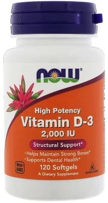 Produktbild von Now Foods Vitamin D-3 - 2.000 IE - 240 Weichkapseln