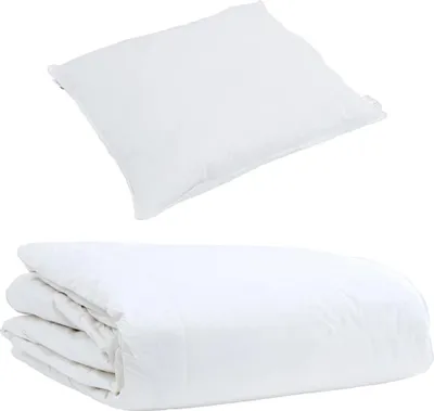 Image de vidaXL Couverture d'été avec oreiller 2 pcs Blanc Plume de duvet