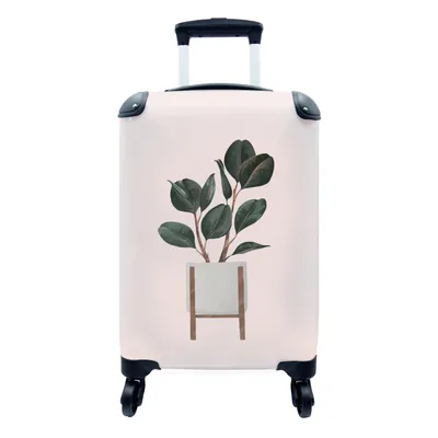 Produktbild von MuchoWow® Koffer Handgepäck Trolley Rollkoffer Kleine Reisekoffer mit 4 Rollen - Pflanzen - Blumentopf - Pastell - Cabin Size < 55x40x23 cm & 55x40x20 cm - Fotokoffer - Kabinenkoffer - Boardgepäck - Reise-Box - Reisekoffer - Reisegepäck - Koffer mit Bild - Trolley für Kinder