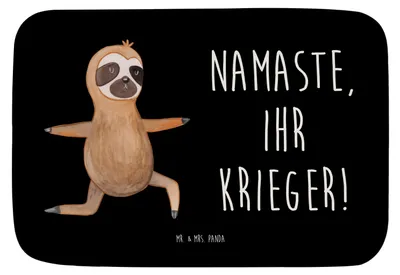 Produktbild von Mr. & Mrs. Panda Badteppich Faultier Yoga - Schwarz - Geschenk, duschmatte, Badezimmerteppich, Yogaübungen, Badezimmer Matte, Badematte, Badvorleger, Namaste