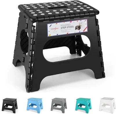 Obrázok produktu pre Skladacia Stolička 28 cm, Ľahká, Ergonomická Rukoväť, Čierna, Pre Kuchyňu
