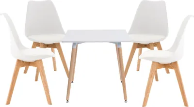 Produktbild von CLP Essgruppe Lente für Küche & Esszimmer | 5-teilig, Retro-Stil natur/weiß