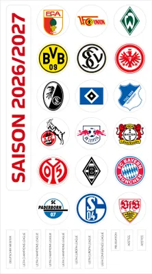 Produktbild von Bundesliga Magnettabelle - Vereinslogos (Saison 2026-2027)