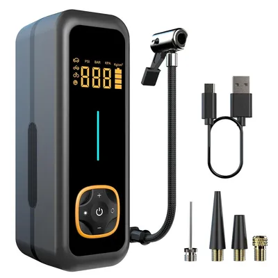 Produktbild von Mini Luftkompressor elektrisch, Fahrrad- & Autopumpe, für Bälle, Powerbank Funktion, kompakt & tragbar