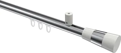 Produktbild von Interdeco Innenlaufstange / Gardinenstange mit Innenlauf Chrom / Weiß, Typ Sonius Tanara (Konus Bicolor) Deckenmontage, 20 mm Ø 1-läufig, 100 cm