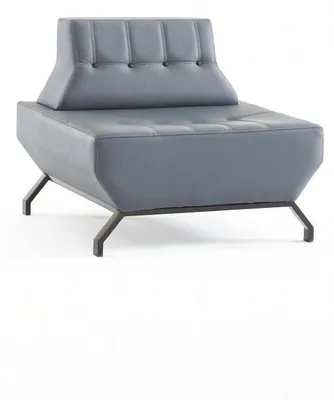 Produktbild von Sessel Leder Edeltstahl Art Deco Knöpfe Lehnsessel Grau Chesterfield