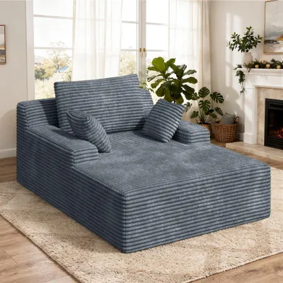 Produktbild von Aivermeil Multifunktionales All-in-One-Sofa modernes Schlafsofa aus Cord Relaxliege mit 2 Kissen geeignet, Wohn- und Schlafzimmer, 172x129x40cm, Grau