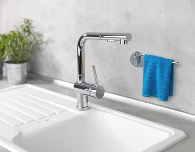 Image de Porte-serviettes mural en acier inoxydable argenté, 23 x 6,5 x 3 cm