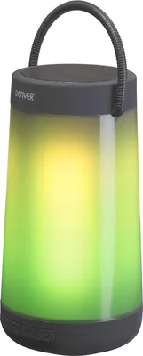 A portable speaker with integrated lighting.