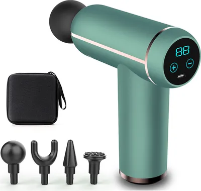 Produktbild von Massage Gun Portable Massage Gun LCD-Muskel-Massagegerät mit 4 Massageköpfen, 1500 mA