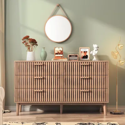 Immagine prodotto di Comodino con 6 cassetti in rattan, dimensioni 100x34x73 cm