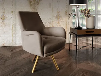 Produktbild von Sessel Drehsessel VALERIE in Stoff Stoff Elisa Velvet Cappuccino