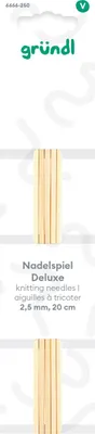 Produktbild von Gründl Nadelspiel Bambus Deluxe 2,5 mm 20 cm natur