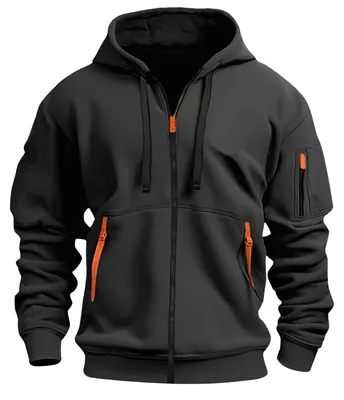 Produktbild von Herren Hoodie mit Reißverschluss - Lange Ärmel Fleece Sweatshirt mit Kapuze