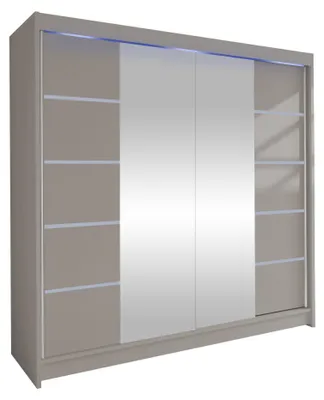 Produktbild von MIRJAN24 Schiebetürenschrank Talin V, Stilvoll Schlafzimmer Kleiderschrank (Farbe: Cashmere, mit RGB LED Beleuchtung)