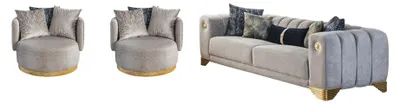 Produktbild von Stilvolles Wohnzimmer Set Designer Sofagarnitur Dreisitzer 2x Sessel