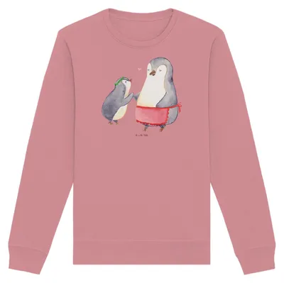 Produktbild von Mr. & Mrs. Panda Bio Pullover Pinguin mit Kind Größe M - Canyon Pink - Geschenk, Sweatshirt, Vorbild Mama, Pulli, Baumwoll, Muttertag, Mutter, Sweater, Familie, Tochter