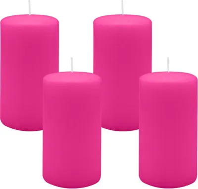 Produktbild von 4er Set Adventskranzkerzen Fuchsia Pink Ø 70 x 130 mm