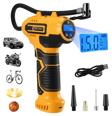 Immagine prodotto di Compressore d'aria, 150 PSI, senza fili e portatile, giallo