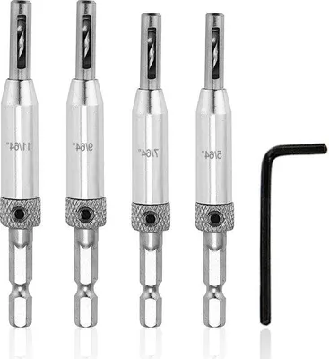 Produktbild von 4-teiliges Bohrset Türscharniere, selbstzentrierend, Lochsäge