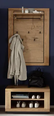 Produktbild von Garderoben-Set >Greno< (2-teilig) Massivholzfront - Teilmassiv - 80x200,5x40 (BxHxT)