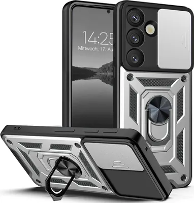 Produktbild von Armor Handyhülle für Samsung Galaxy S25 Kameraschutz Handy Panzer Case Cover Schutzhülle Outdoor Farbe: Silber
