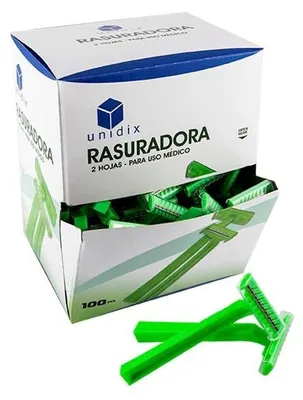 Produktbild von Unidix Medizinische Einwegrasierer, 2 Klingen, Spenderbox mit 100 Stück, geeigne