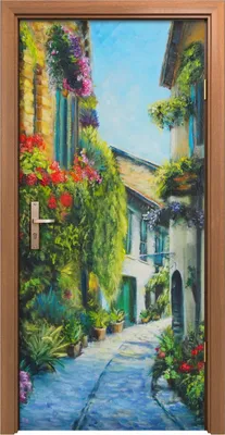 Produktbild von Türposter 90x200 cm Türaufkleber Türtapete Türfolie Klebefolie Blumen Straße in der Stadt Italien