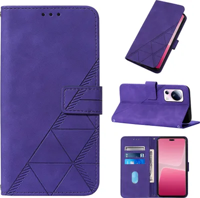 Produktbild von Hülle für Xiaomi 13 Lite Prägung Flip Leder Kartenfächer Schutzhülle mit Ständer Lila