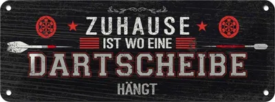 Produktbild von vianmo Blechschild 10x27 cm Zuhause ist wo eine Dartscheibe Spruch Zitat