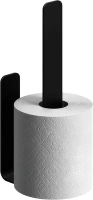 Productafbeelding van Toiletheadhouder - Zelfklevend - 2 reserverollen - 22 x 3 x 6-5 cm - Zonder boren - Zwart