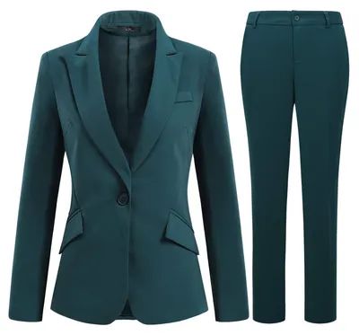 Produktbild von Damen-Hosenanzug, bestehend aus Hose und Blazer, in Grün