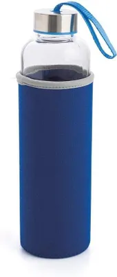 Productafbeelding van Glazen Transportfles met Neopreen Hoes - 0,60 L - Blauw