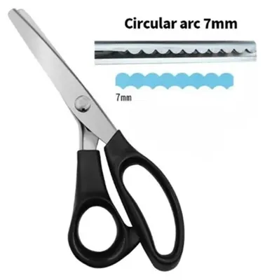 Imagen del producto de Tijeras de costura, filo dentado, diseño ergonómico, dientes en arco circular de 7 mm