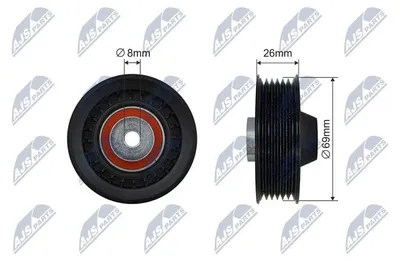Produktbild von Spannrolle, Außendurchmesser 69 mm, Innendurchmesser 8 mm, Breite 26 mm