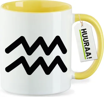 Produktbild von Huuraa Kaffeetasse Wassermann Sternzeichen Zeichen 330ml Gelb Keramik Kaffeebecher Geschenkidee