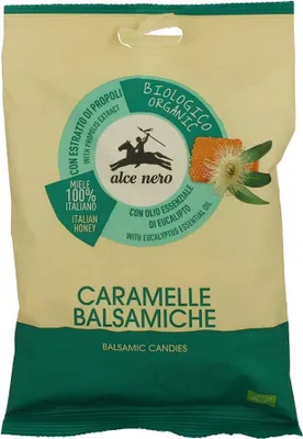 CUKIERKI MIODOWE Z EUKALIPTUSEM I PROPOLISEM BIO 100 g - ALCE NERO