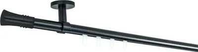 Produktbild von SN Deco Gardinenstange Innenlauf Lyon, 19 mm, 1-läufig, Stahl, Komplett-Set mit Ringen, Profildeckentrager, 200 cm, schwarz