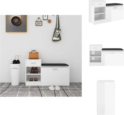 Imagen del producto de vidaXL Estantería para zapatos, blanco brillante, 94,5 x 31 x 57 cm, material de madera - Estanterías y armarios para zapatos